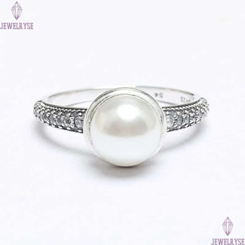 White pearls Ring Authentic 925 Silver Luxurious RING set Women Girls Wedding Gift Jewelry Diamond Stacking rings with Retail Box Factory wholesale
