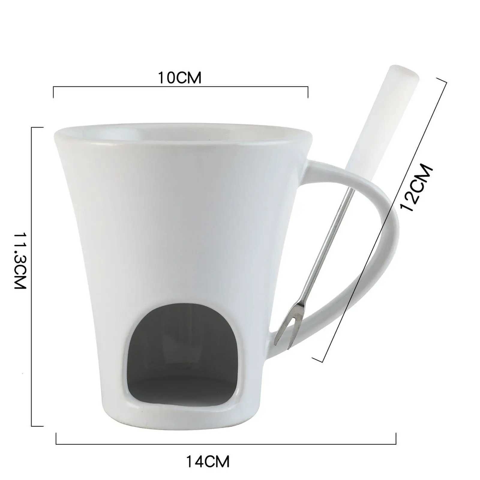 Chocolate Fondue Mug Set with fork and candle Mini Fondue Pots Cheese Ice Cream Fondue Maker Kit Butter Melter Cup Small Warmer C251210