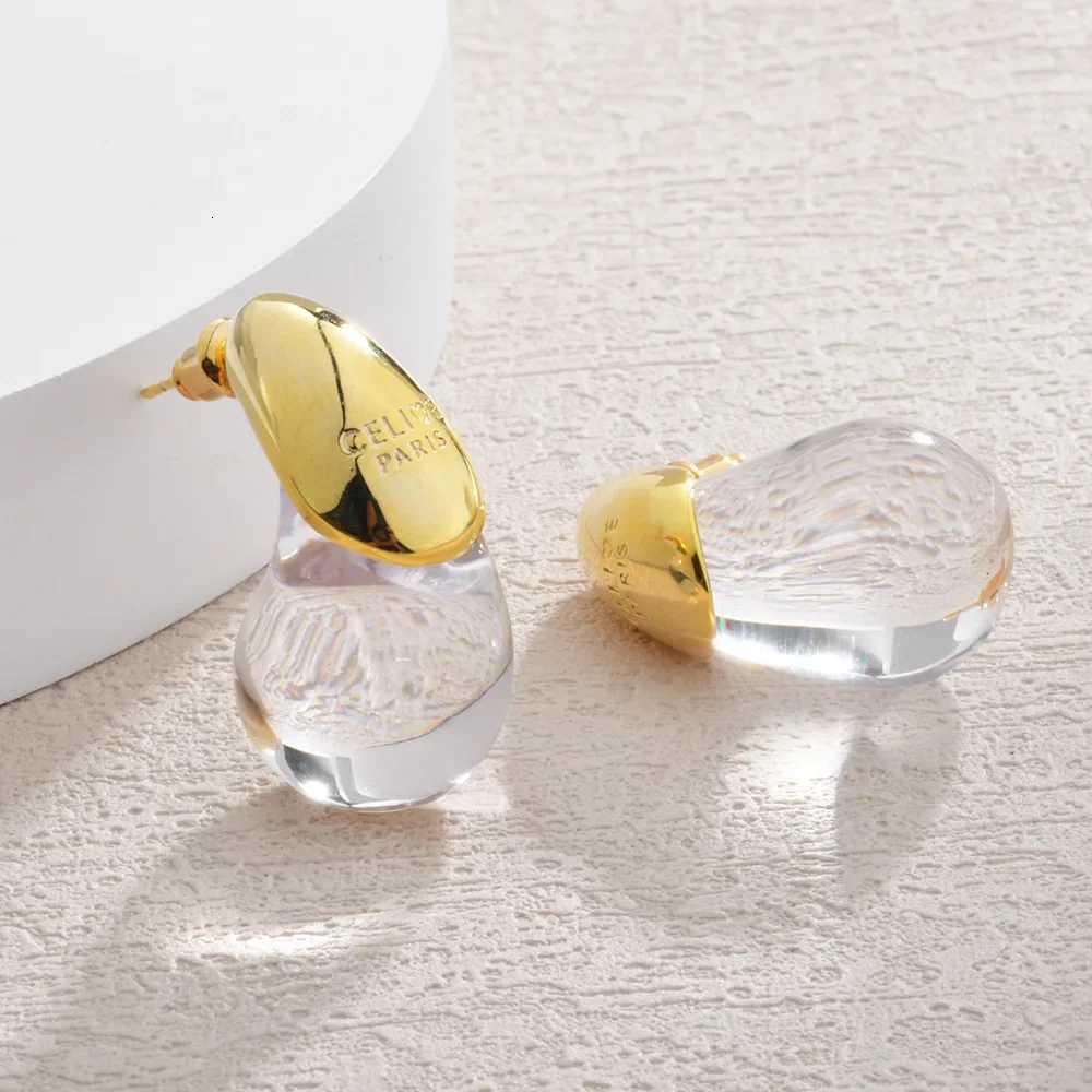 Transparent Water Drop Earrings for Wen Gold Plated Elegant Modern Fashion Design Chunky Earrings Party Wedding Jewelry Gifts Y251210