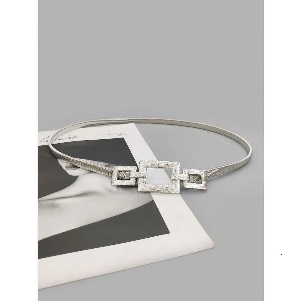 Luxury 1pc Silver Elastic Metal Waist Chain Belt For Women Suitable For Daily Wear With Dresses And Coats Y251210