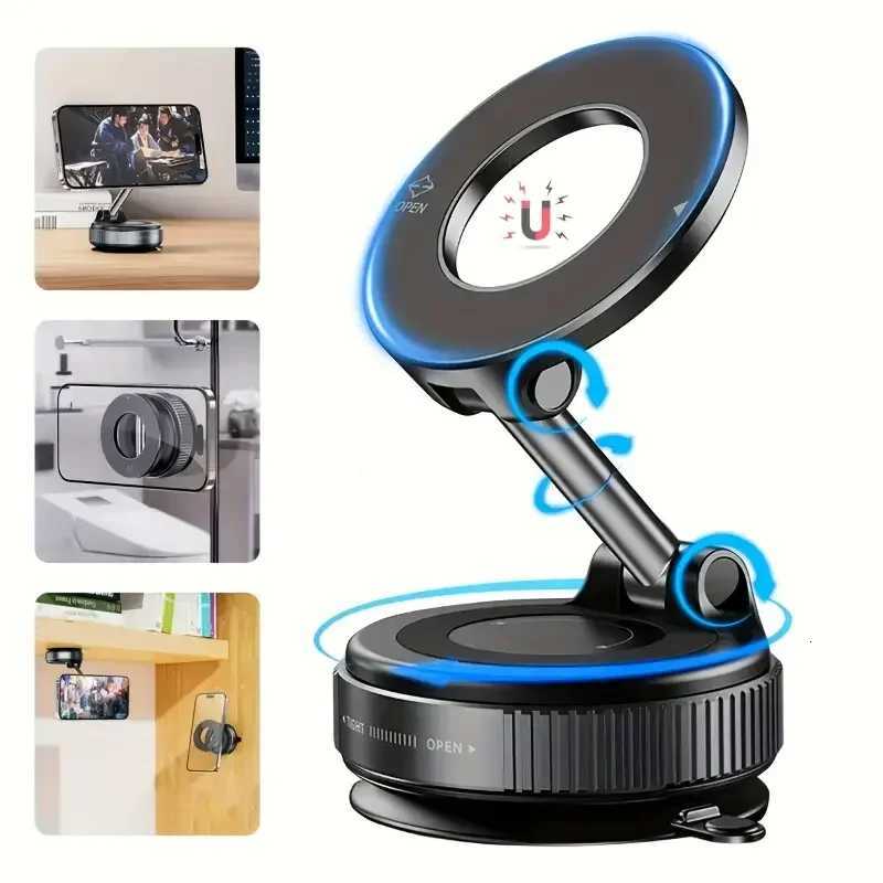 Foldable magnetic car phone holder vacuum suction cup rotating 360 suitable for mti angle adjustment of vehicles and walls C251210