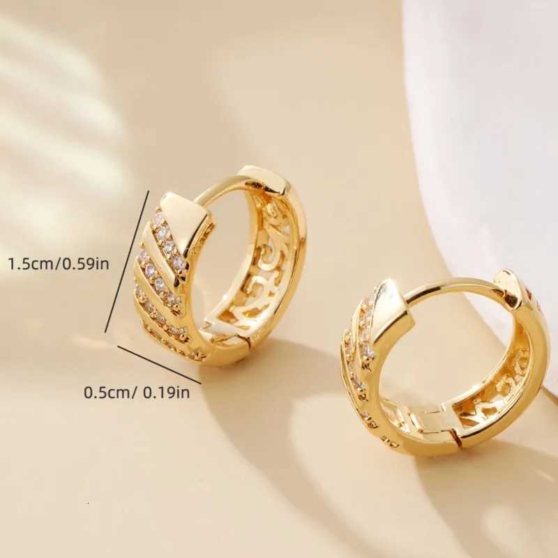 18K Gold-plated Zircon Hoop Earrings for Women Geometric Anti allergy Chunky Huggies Party Jewelry Gifts WholesaleXJ251210 - view 6