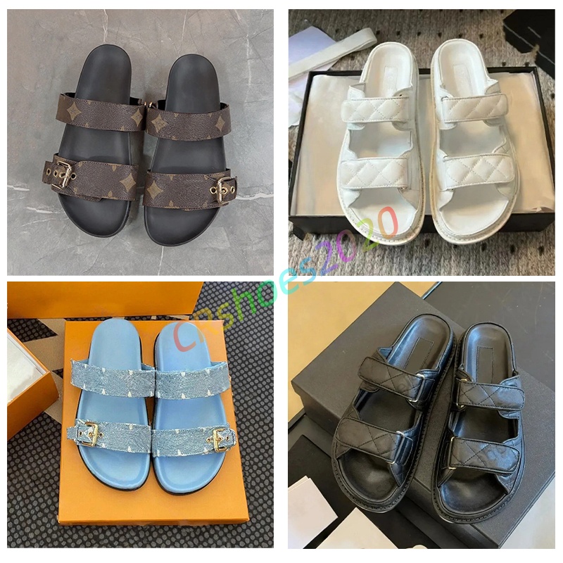 Designer Sandals Bom Dia Genuine Leather sandal Slipper Women Men Summer Beach Gladiator Mules Hasp Flat Slide White Black Luxury Slides Slippers with box35 -42