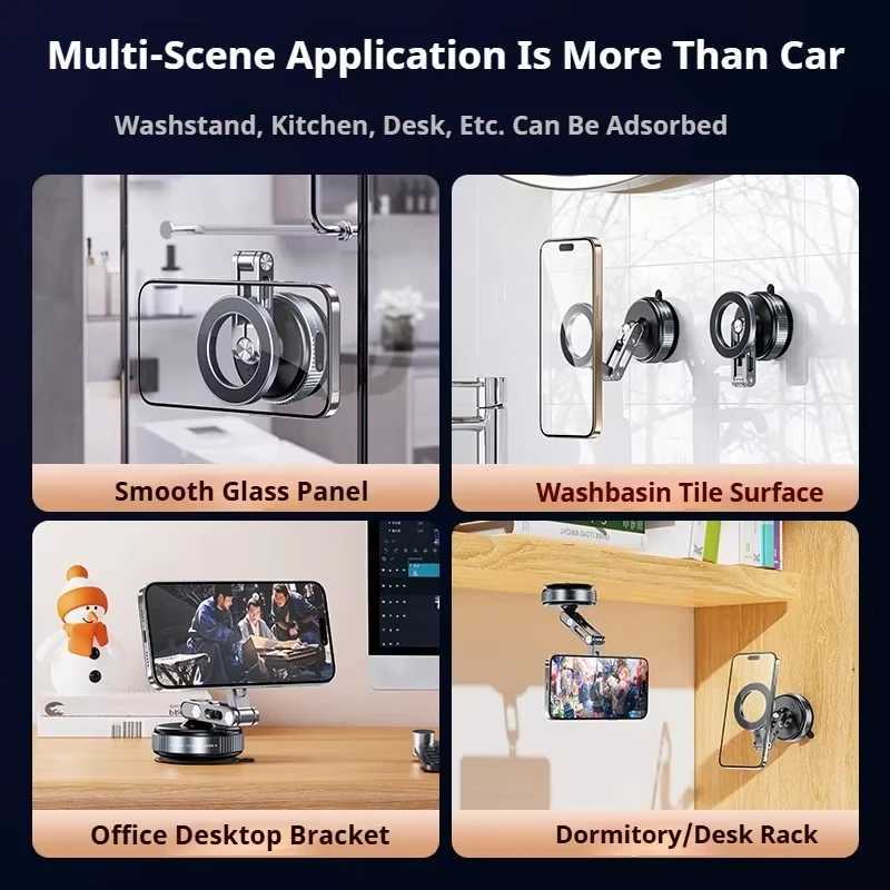 X53 Magnetic Phone Holder Rotating Folding Vacuum Suction Mag Stand For Car Navigation Gym Kitchen Streaming Bracket C251210