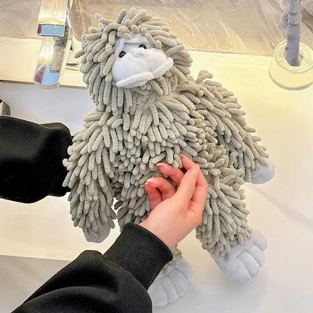Gorilla Doll Hand Towel Chenille Fuzzy Animal Decorative Towel Cute Gorilla Towel with Hanging Loop for Kitchen Bathroom C251210