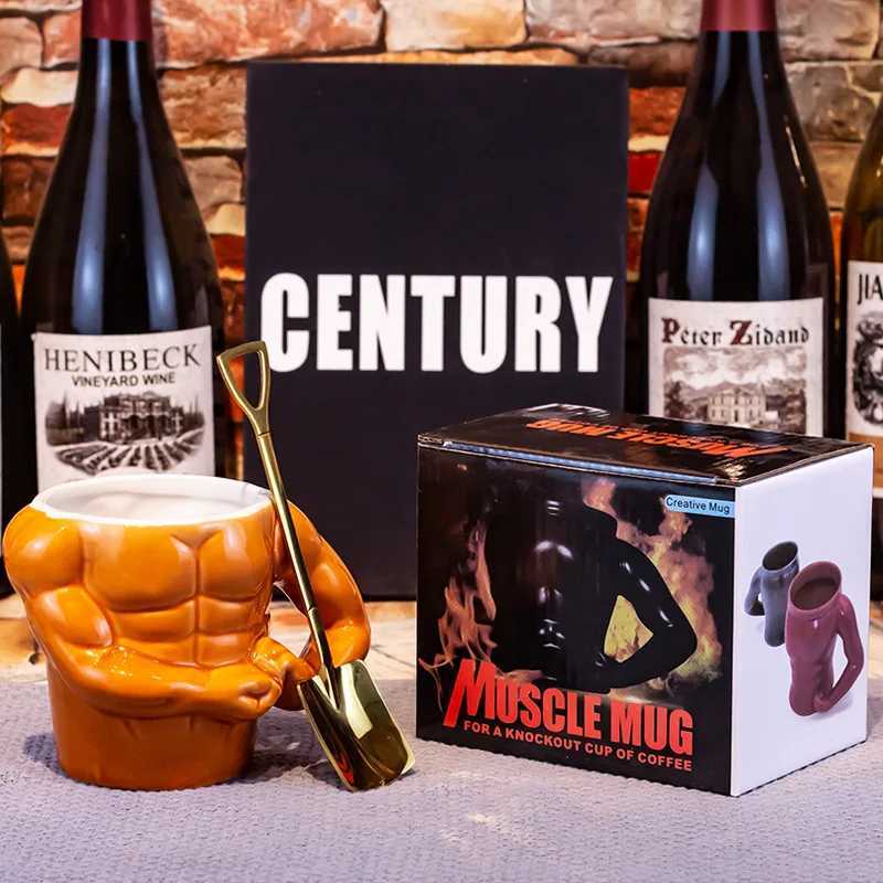 Creative Muscle Man Mug Home Breakfast Milk Coffee Mug Water Cups Boys Gym Trainer Funny Gift Mugs Holiday Gift C251210