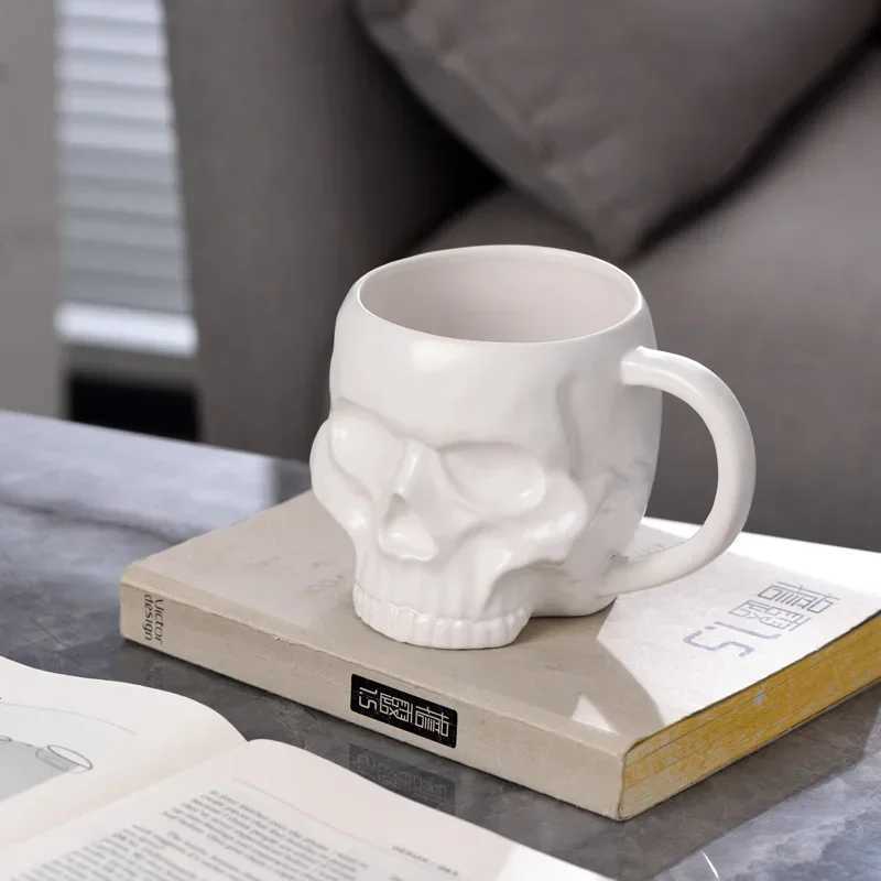 1Pc 580ML 600ML Porcelain White Black Skull Coffee Cup Beer Mug Drinkware For Juice Milk Ceramic Soup Bowls Halloween Gift C251210
