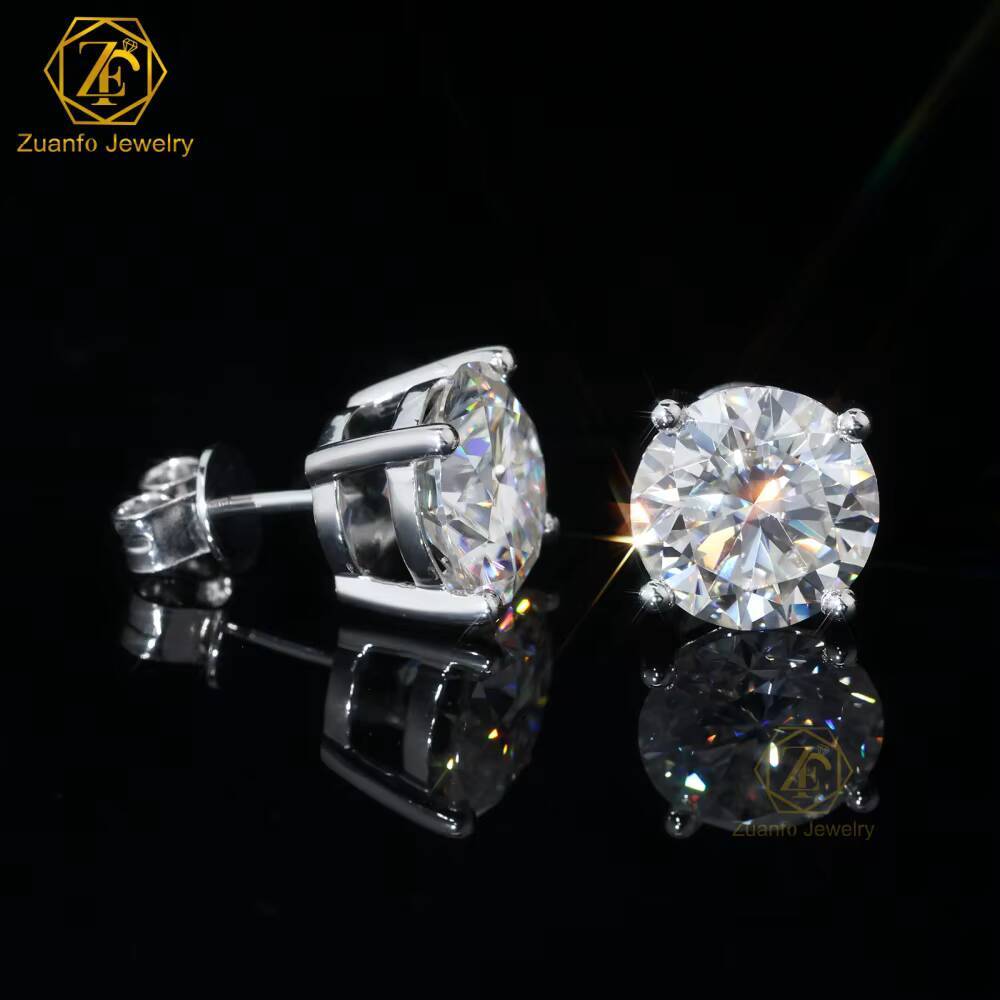 Wholesale Luxury Unisex 4-Prong 10K 14K 18K Solid Gold Brilliant Cut 5mm 65mm 8mm Moissanite Stud Earrings GRA Certified