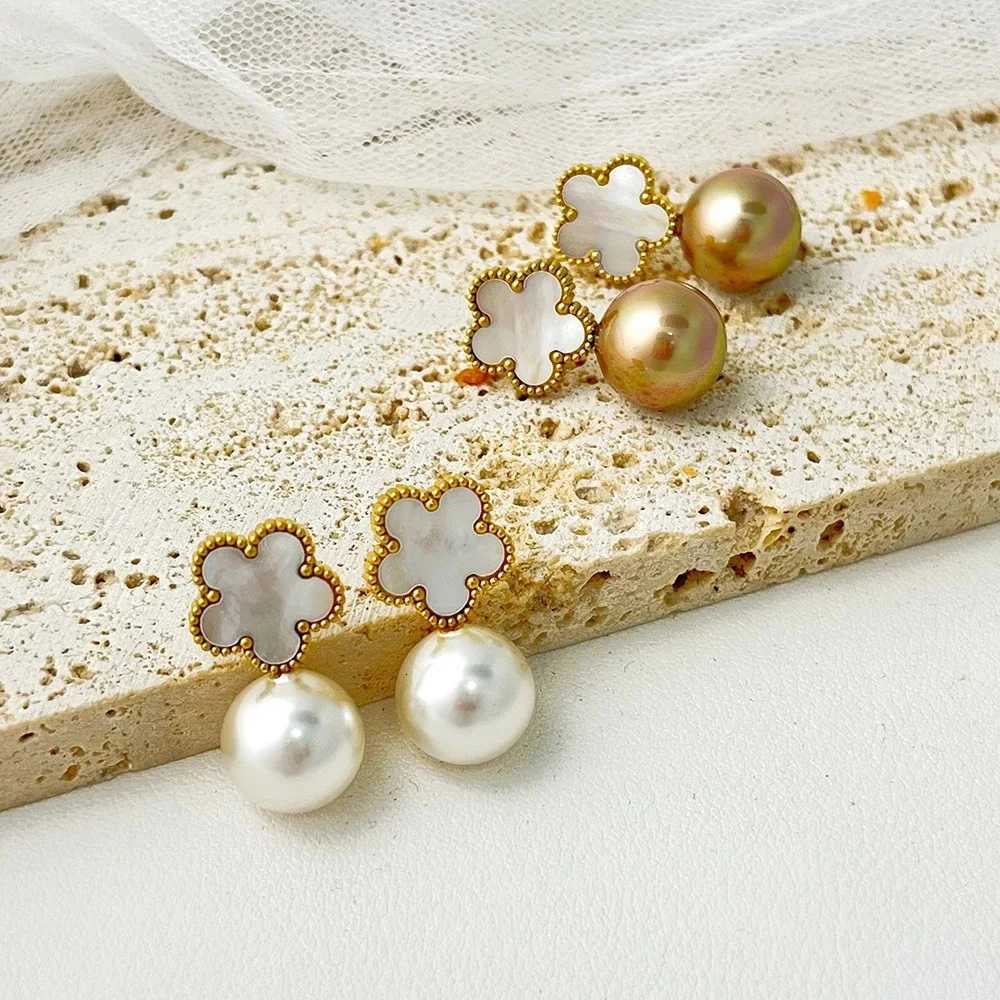 New Design Pearl Five wer Charms Ladies Drop Earrings Luxury for Wen Stainl Steel Party Jewelry Gift Y251210