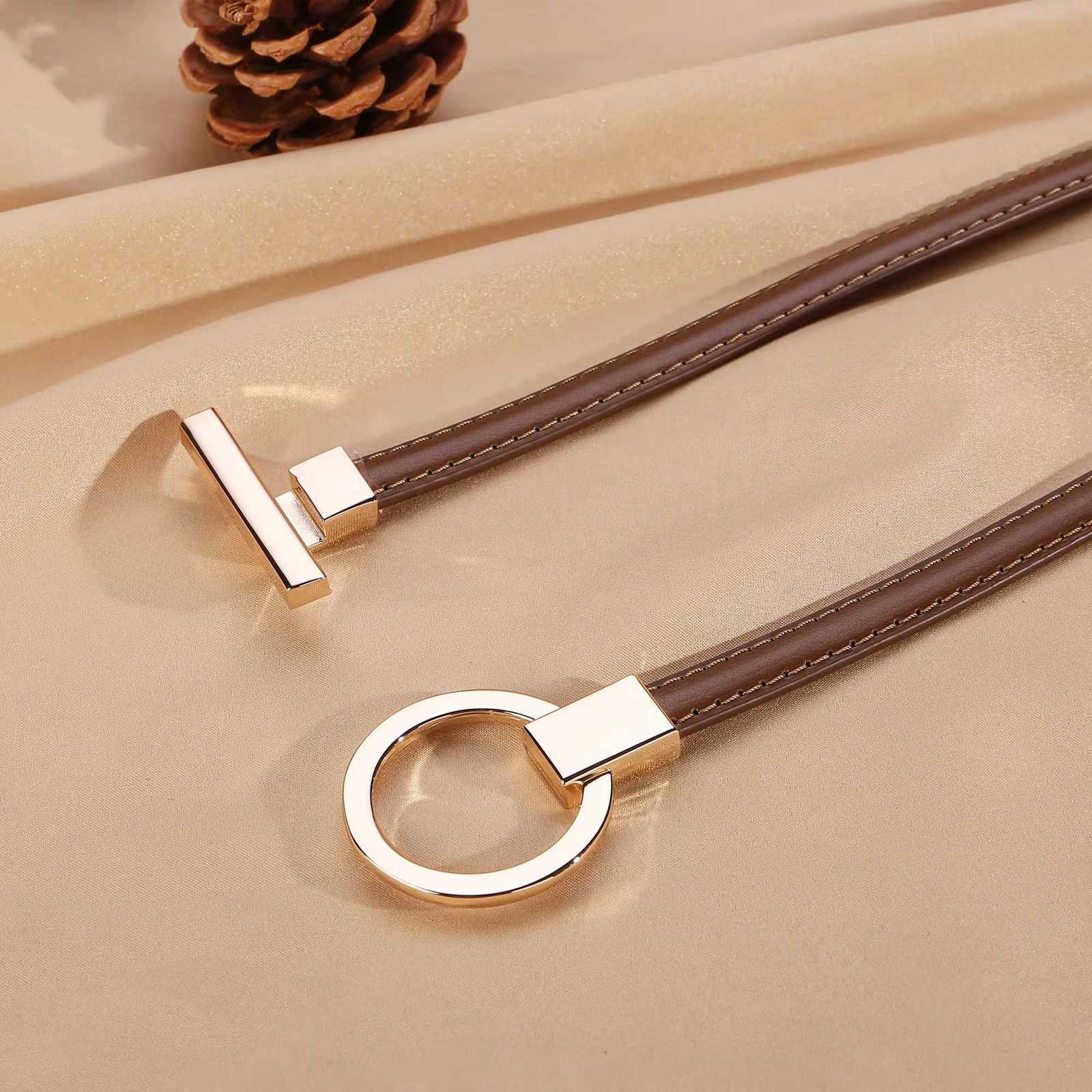 Luxury Leather Belt for Women Minimalist Cowhide Buckle Office Blazer Maxi Dress Fashion Accessory Y251210
