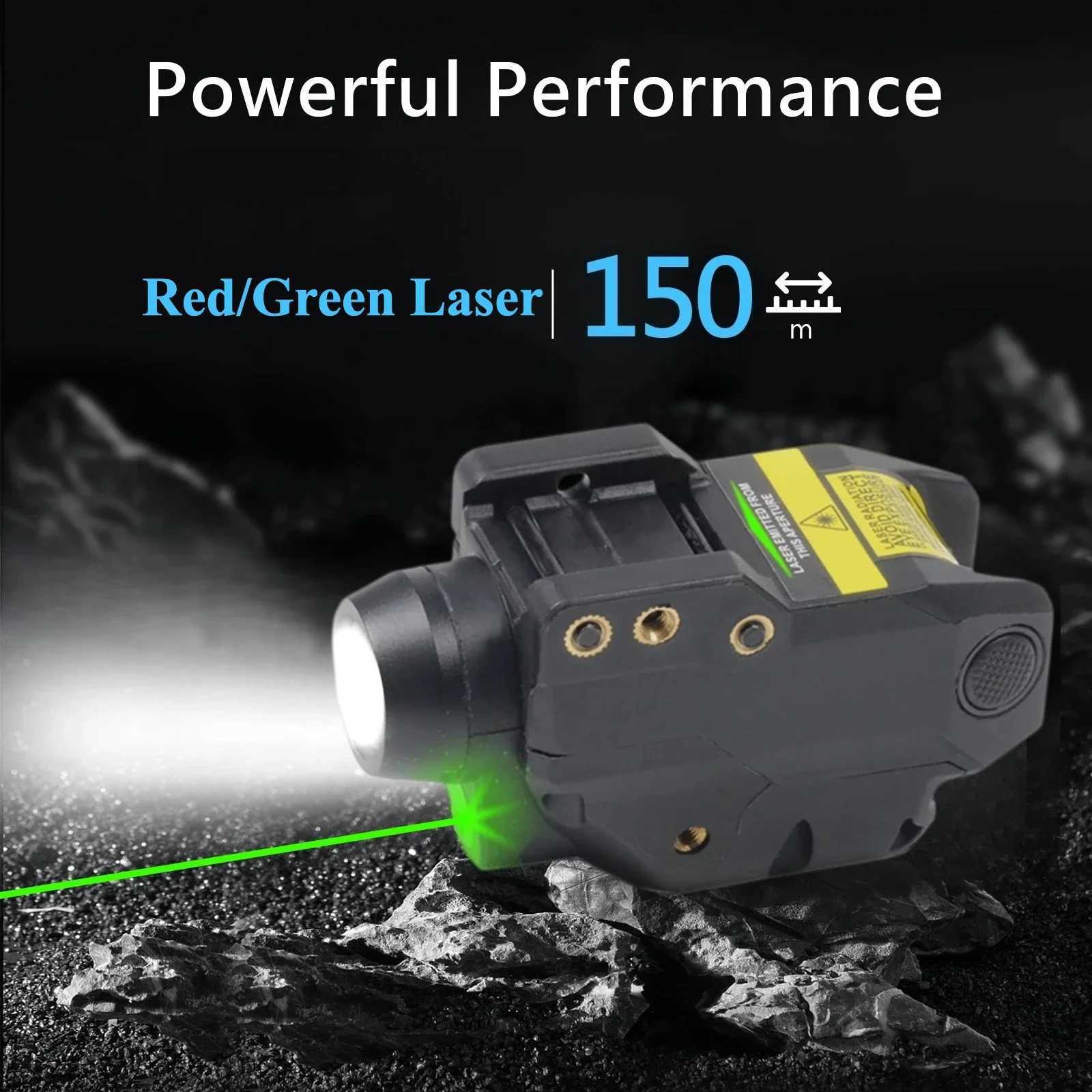 Powfull 2 in 1 Tactical LED Flaslight Combo Red/green Laser Type C Rechargeable Gun Light for Outdoor Hunting Fits 20mm Rail Z251210
