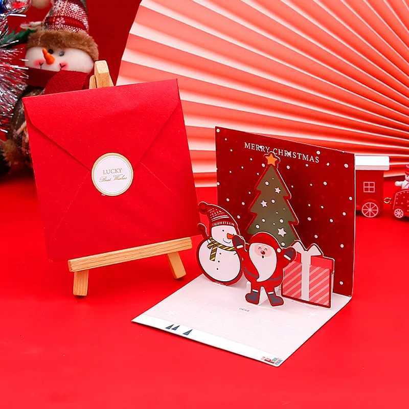 Christmas Card 3D UP Santa Cards Marry Christmas Greeting Cards Xmas Party Invitations Gifts New Year Greeting Card Kid Gift H251210