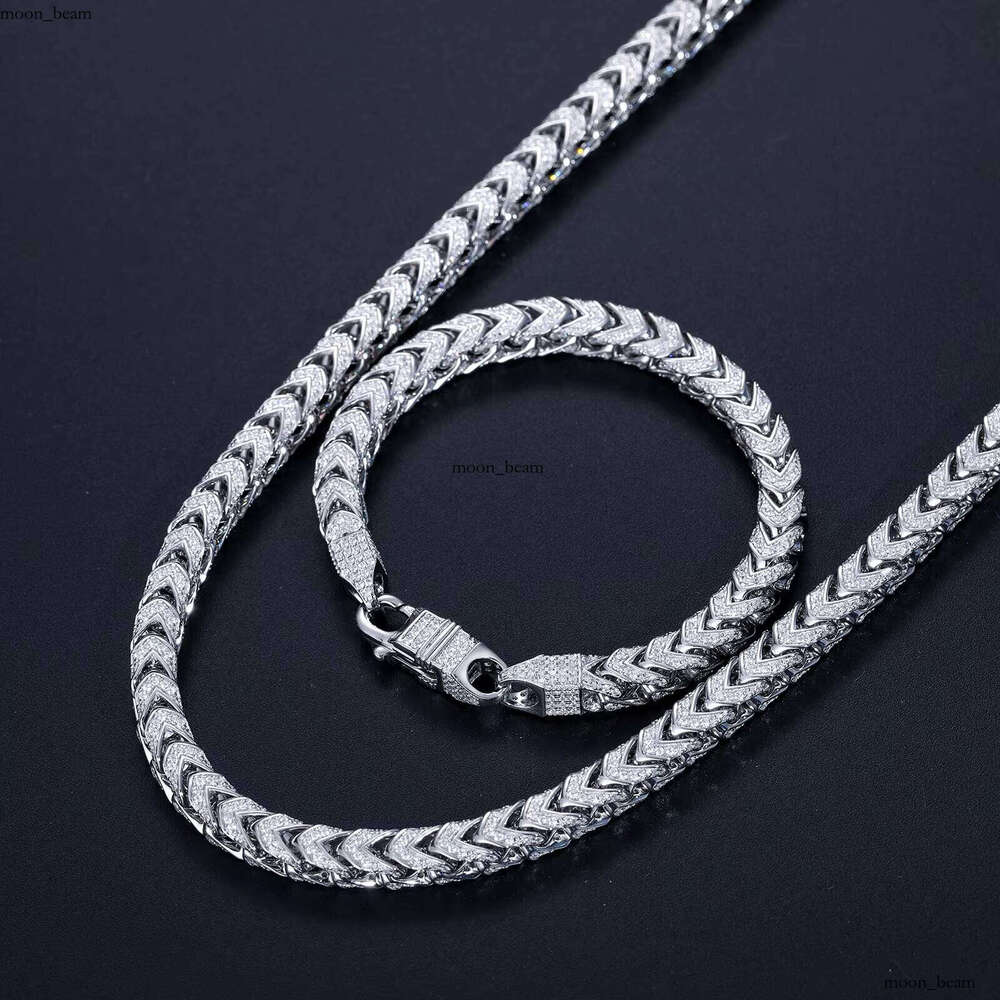 High-Quality Hip-Hop Jewelry 6mm 8mm 18k Gold Plated 925 Sterling Silver VVS Silicon Stone VVS Moissanite Iced Out Franco Chain Necklace