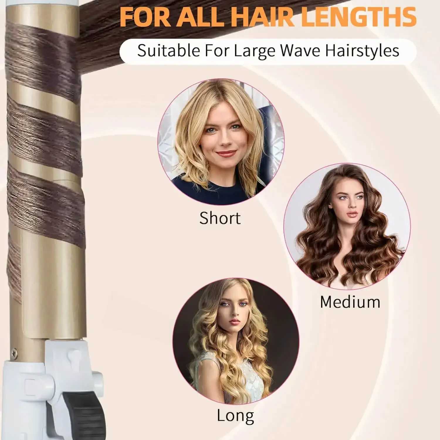 Fully Automatic Rotating Curling Iron 28mm Ceramic Barrel Curling Wand for Big Waves and Easy Hair StylingT251210