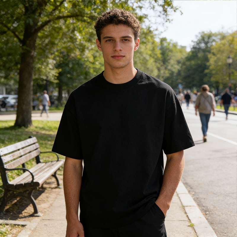 Men's Oversized White Crew Neck T-Shirt Short Sleeve Loose Fit Casual Basic Tee for Daily & Streetwear CF00148-HVT