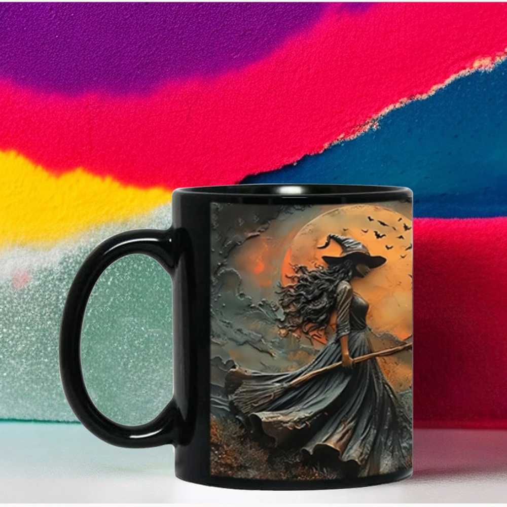 Beautiful Witch Coffee Mug Ceramic Tea Cup Mugs Halloween Witch Full Black Cups Surprised Gifts for Witch Lovers 330ml C251210