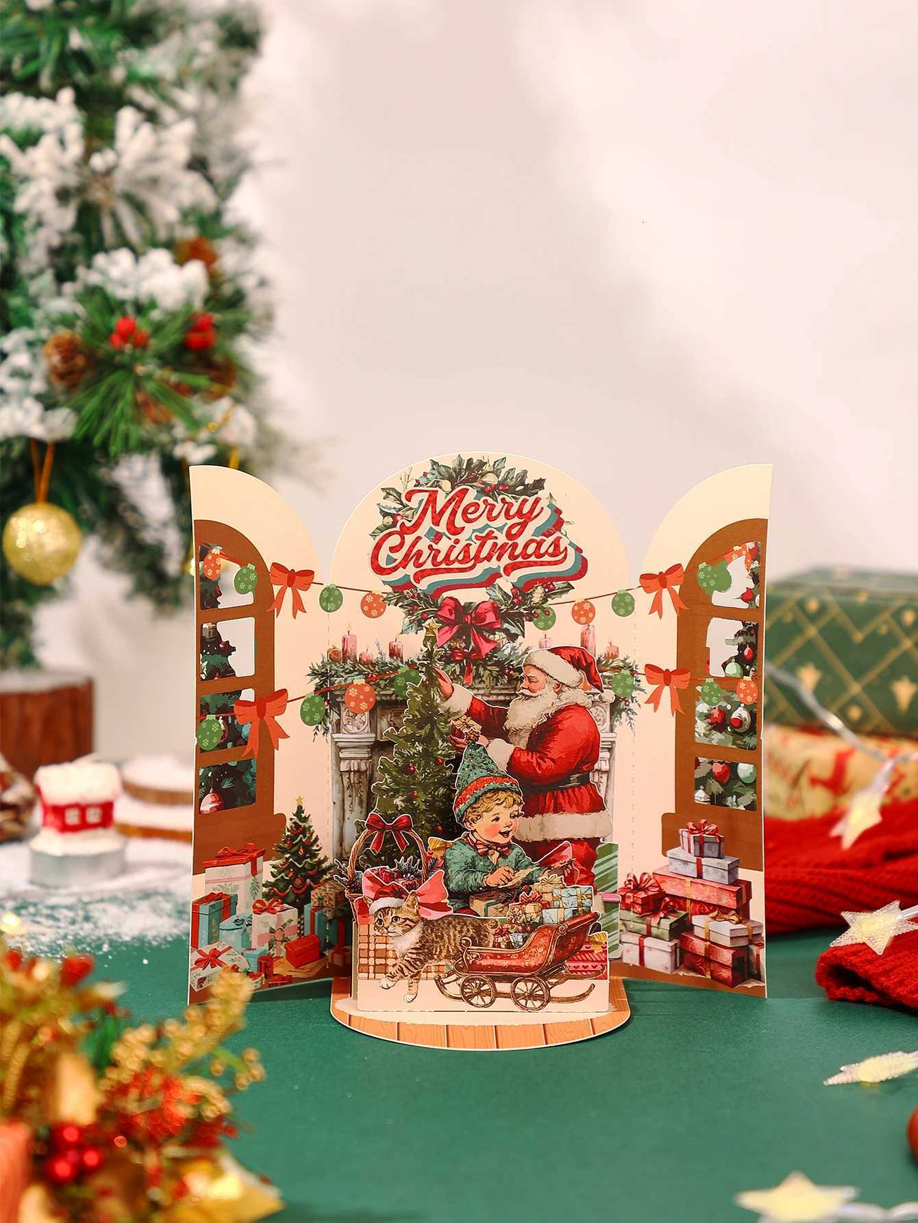 Christmas 3D Up Cards Festive Snowman Tree Theme Holiday Gift for Her/Him He Decoration Christmas Party Favors H251210