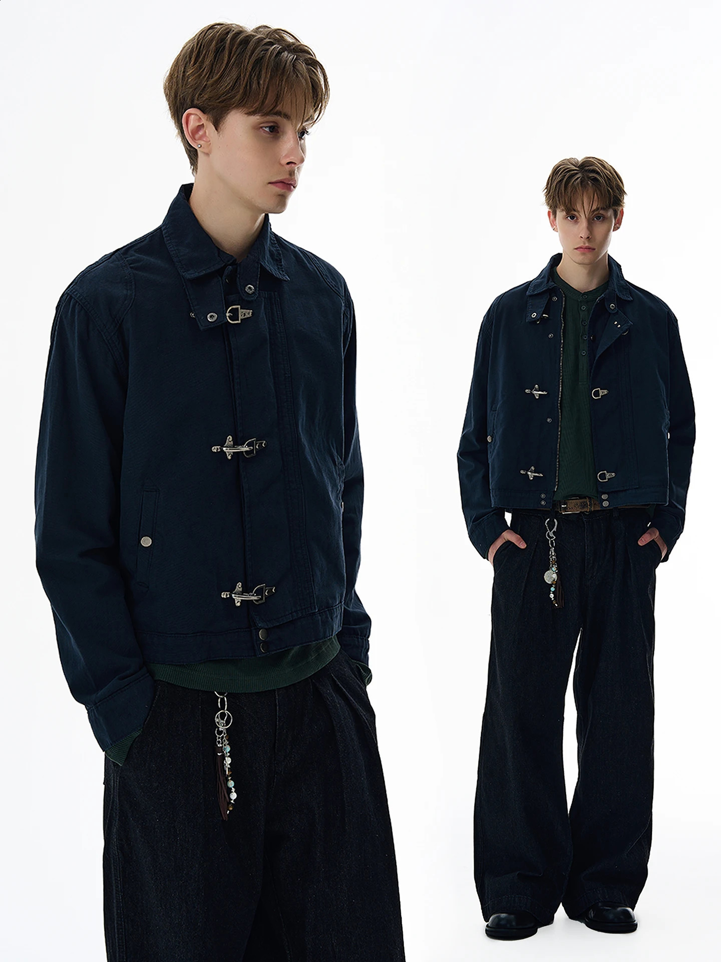 Y2k American Harajuku Retro Black Gothic High Street Aircraft Button Jacket Men And Women Korean Fashion Vintage Casual Jacket 251209