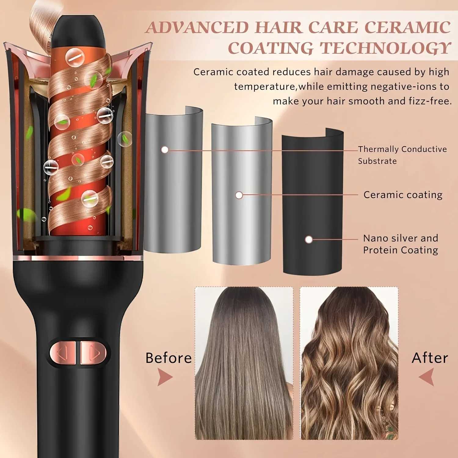 TINSOL Professional curling irons Ceramic auto-rotating air curling irons Air spinning rod styler Curling irons Styling toolsT251210