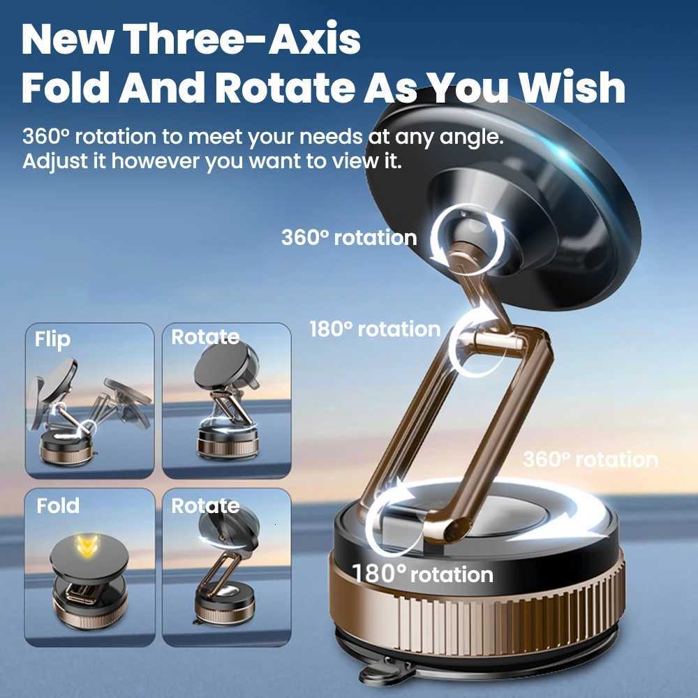 360Rotatable Magnetic Car Mount Phone Holder Lazy Mti-functional Foldable Vacuum Phone Stand Bracket For iOS Androi 2026 C251210