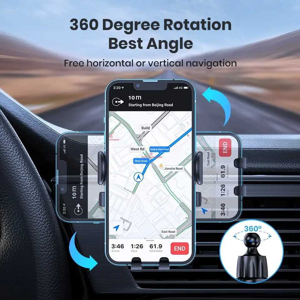 Mobile Phone Holder Air Outlet Gravity Sensor Car Holder Riangle Gravity Frosted Simplicity Solid Metallic Material C251210