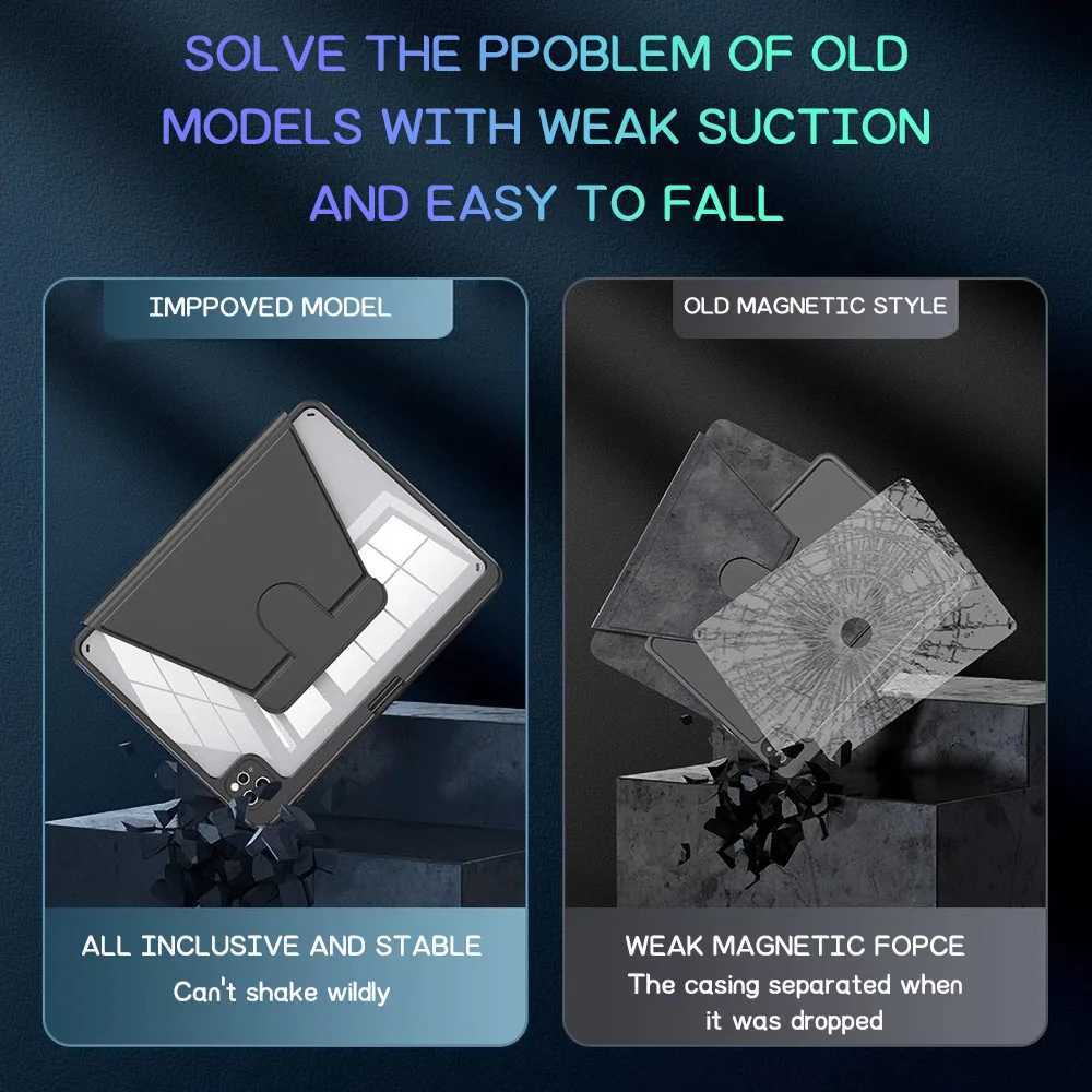 360 Rotating Protective Case for IPad 11th Generation Tablet Case IPad Pro 11 129 A16 10th 9th 7th 8th 11 10 9 Air 13 Cover H251210