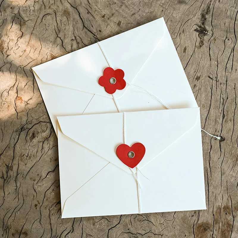 5pcs Solid Love Flower Envelopes 200gsm Paper Envelopes with String Buttons DIY Wedding Party Invitation Cards Cover Gift Wrap H251210