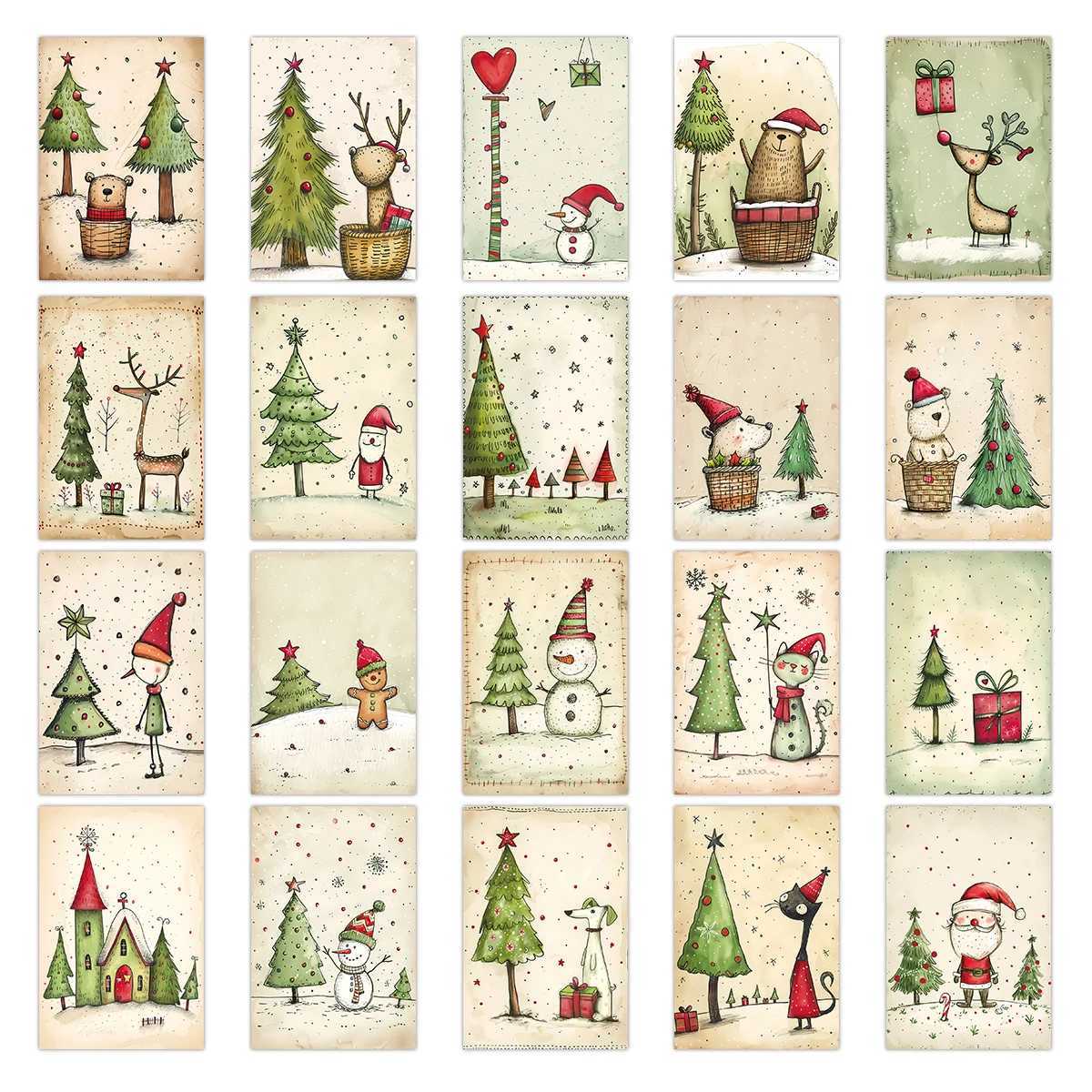 20pcs Christmas Decor Postcards With StickersFor Christmas He Off Wall Art DecorDiy Christmas CraftsGift Wrapping Cards H251210