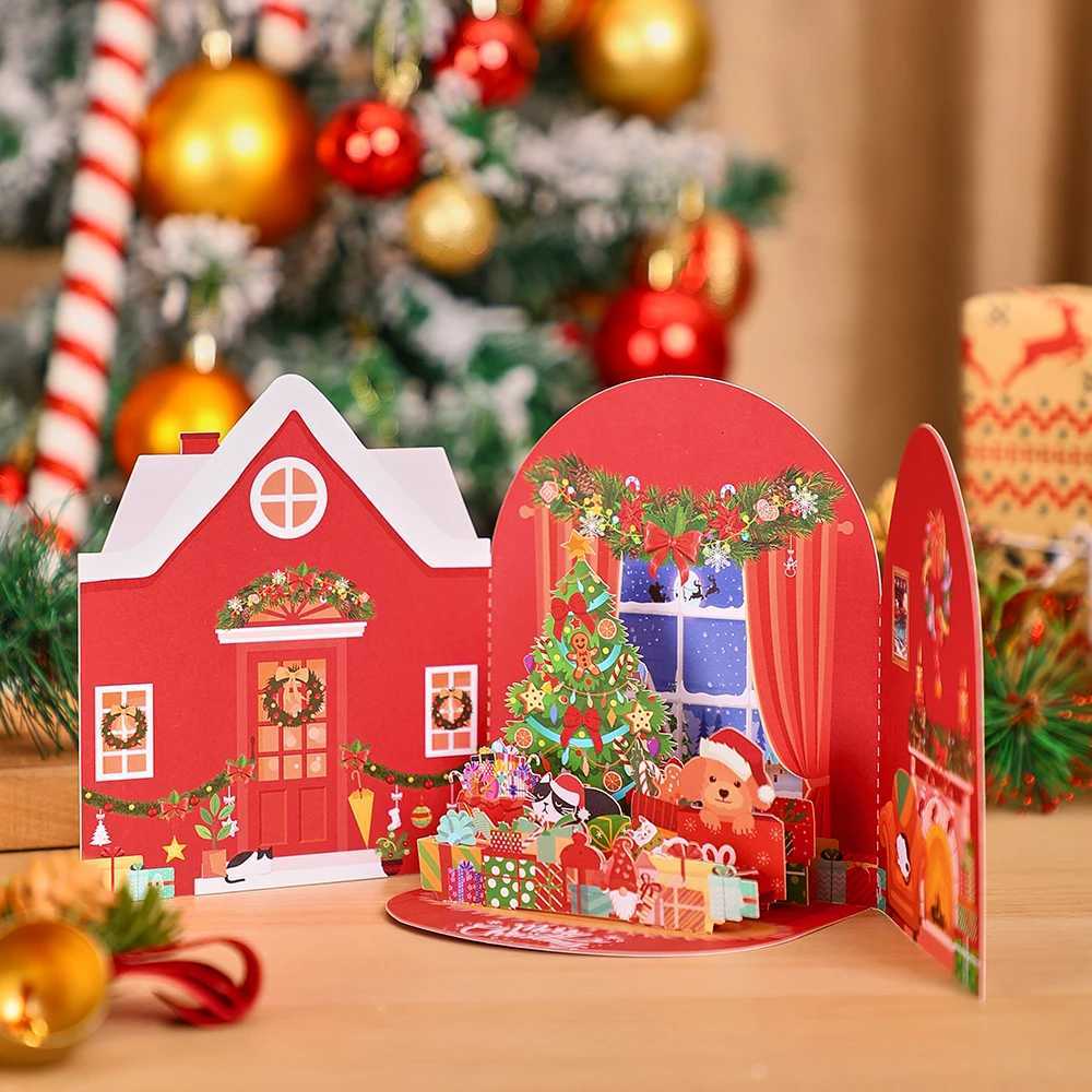 Christmas 3D Up Cards Festive Snowman Tree Theme Holiday Gift for Her/Him He Decoration Christmas Party Favors H251210