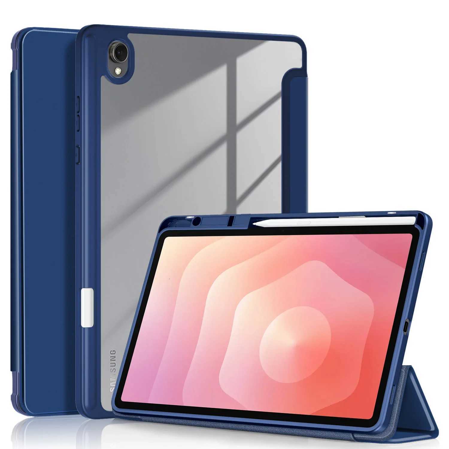 For Galaxy Tab S11 Case 2025 11inch SM-X730/SM-X736 TPU Tri-Fold Magnetic Stand Smart Tablets Cover with Pencil Holder H251210