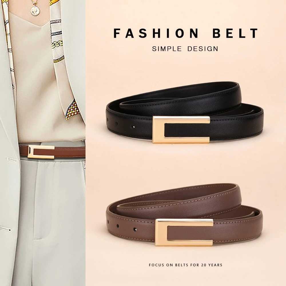 Luxury Genuine leather belt for women cowhide fashion waist belt versatile smooth buckle 2025 dress decoration belt for Y251210