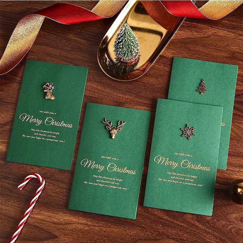 2025 Merry Christmas Greeting Cards Set with Envelopes New Year es Xmas Decorative Postcards Holiday Gift for Family Friends H251210