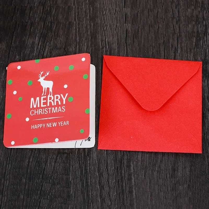24 Pcs/lot Christmas Greeting Card Mini Blessing Card Envelope Holiday Party New Years Party Invitation Card Postcard Gift Card H251210