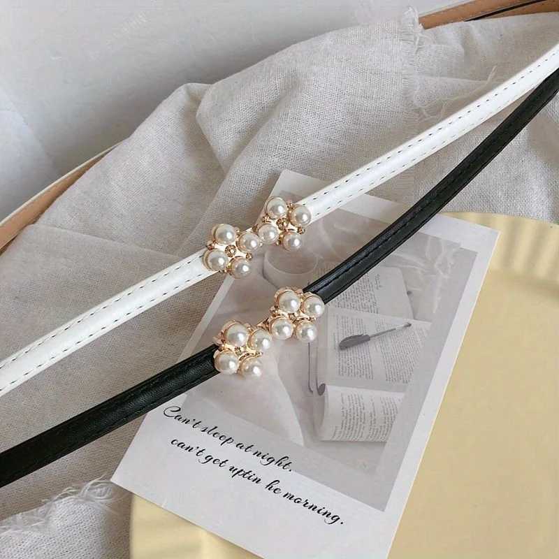 Luxury Four-Leaf Clover Pearl Belt Decoration with Skirt Waist Trimming Fashion Thin Belt Matte Adjustment Belt Gm333 Y251210