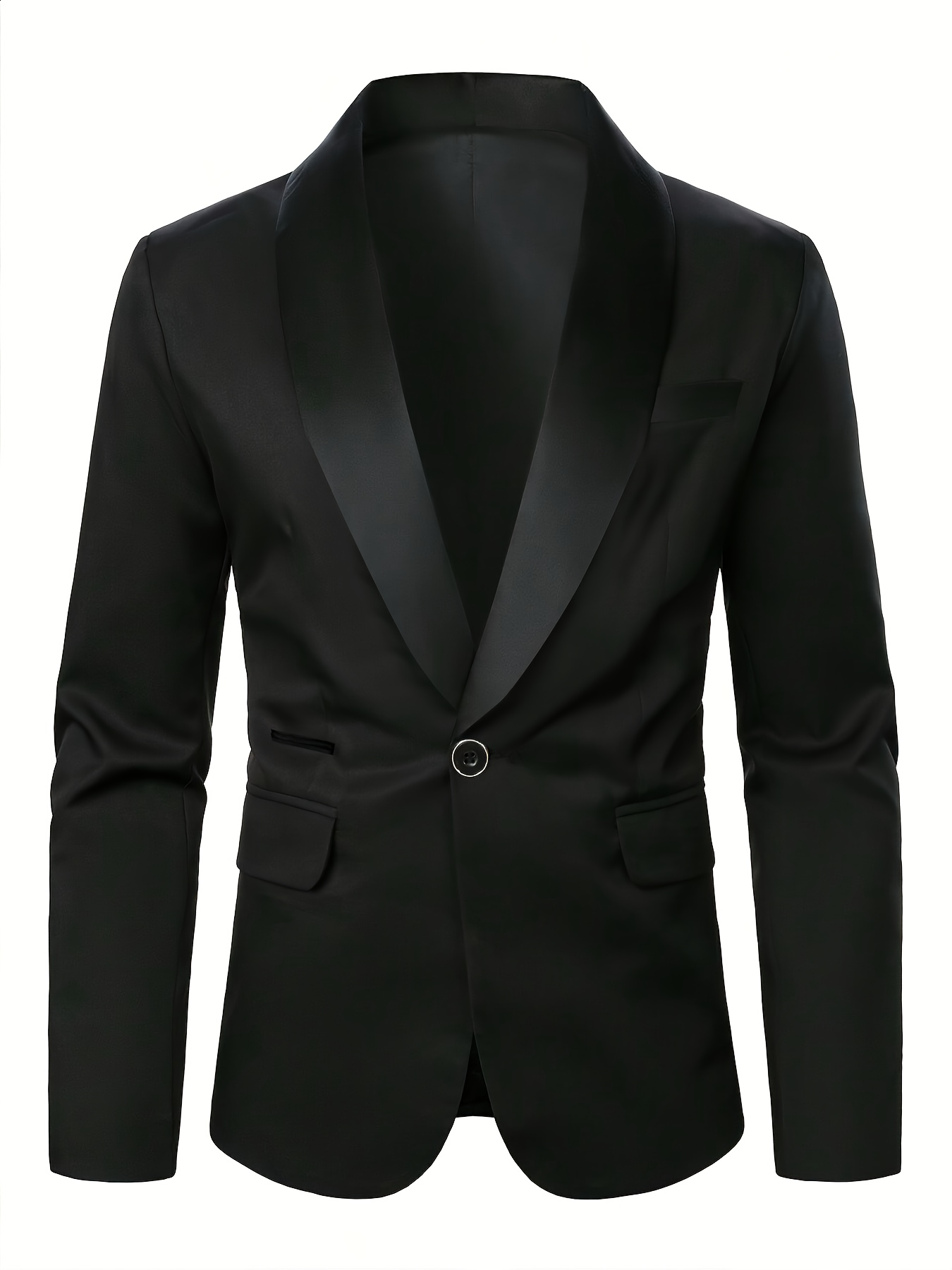 Men's Suits Men's Navy Blue Shawl Lapel Single Blazer - Slim Fit Formal Evening Prom Wedding Suit Jacket