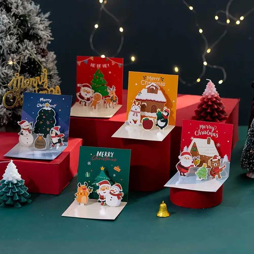 5 Kinds 3D Christmas Stereo Greeting Cards Thanksgiving Holiday Blessings DIY Christmas Blank Cards With Envelopes H251210