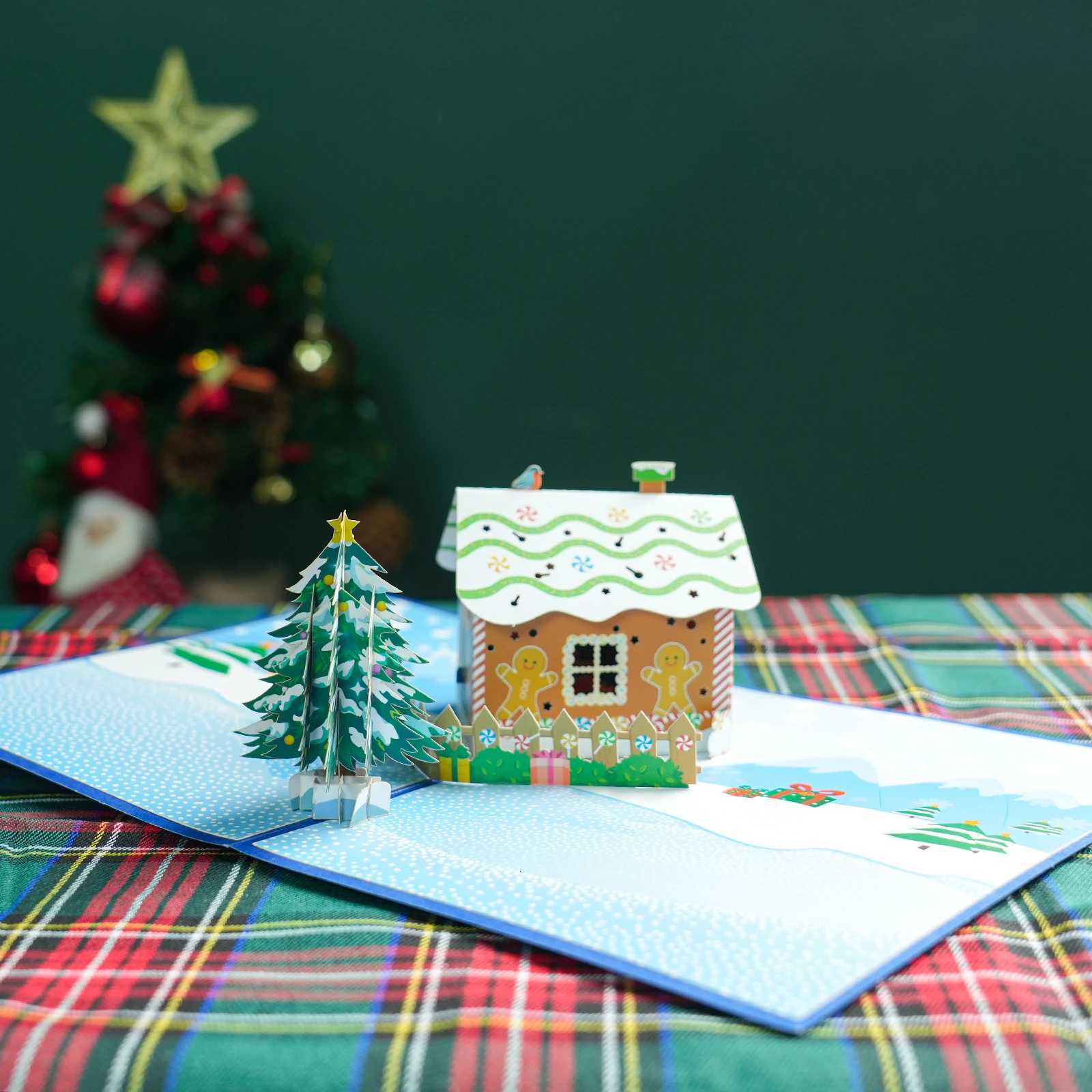 2025 Merry Christmas Cards Christmas Tree Winter Gift -Up Cards Christmas Decoration Stickers Laser Cut New Year Greeting H251210