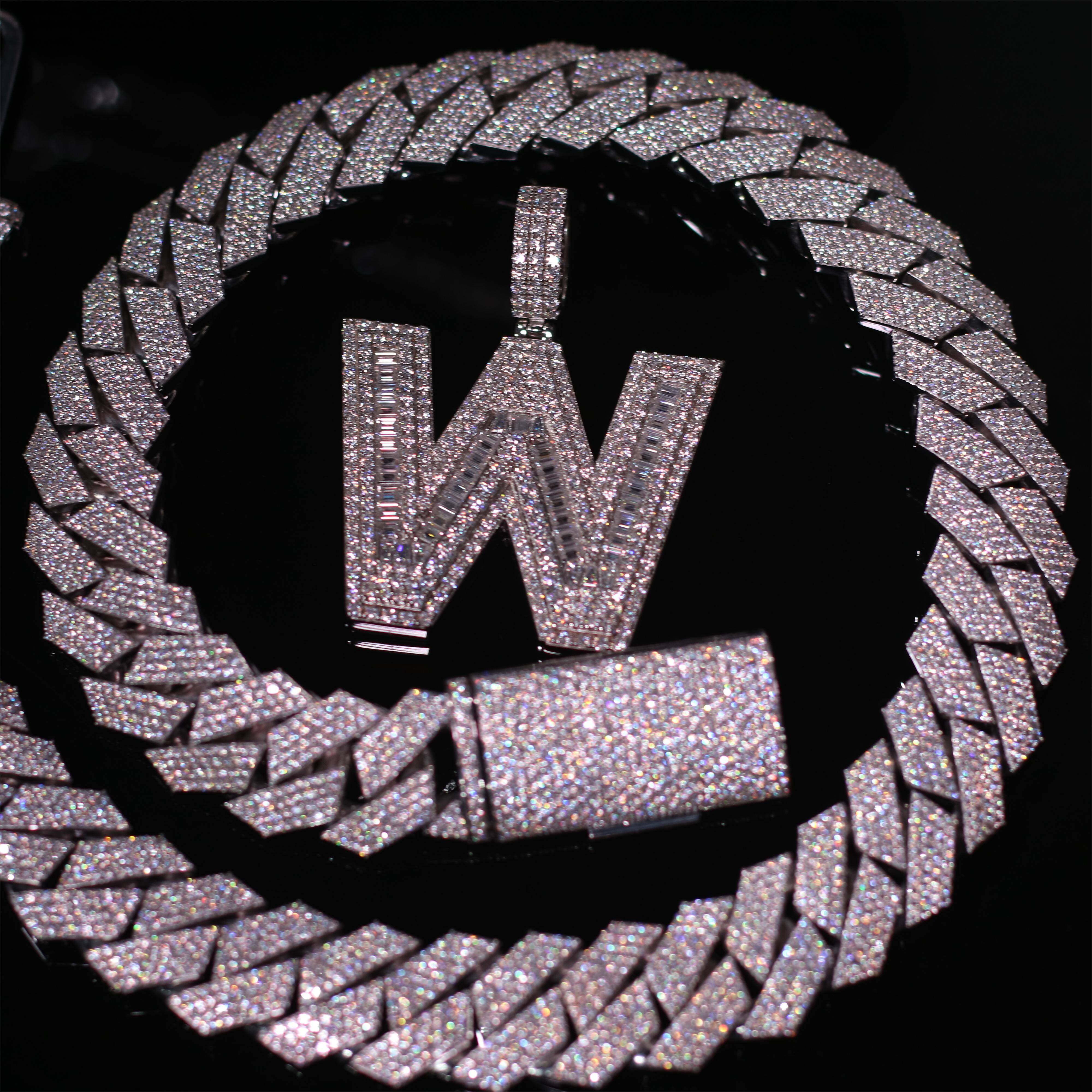 Heavy Cuban Link Chain 22mm 5 Rows 925 Silver VVS Iced Out Diamond Moissanite Cuban Chain
