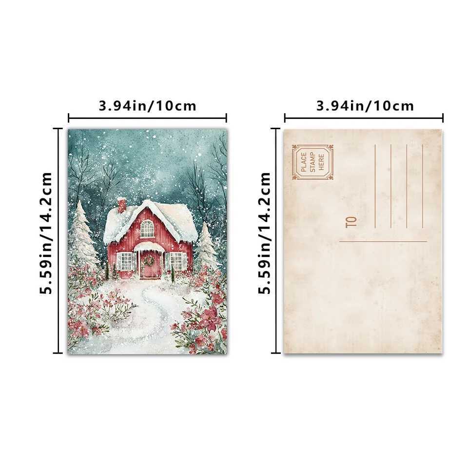32pcs Forest Christmas Snowflake Fox Postcards Cheap Bedro Decor Thick Cardstock High Definition Printing Gift Collection H251210