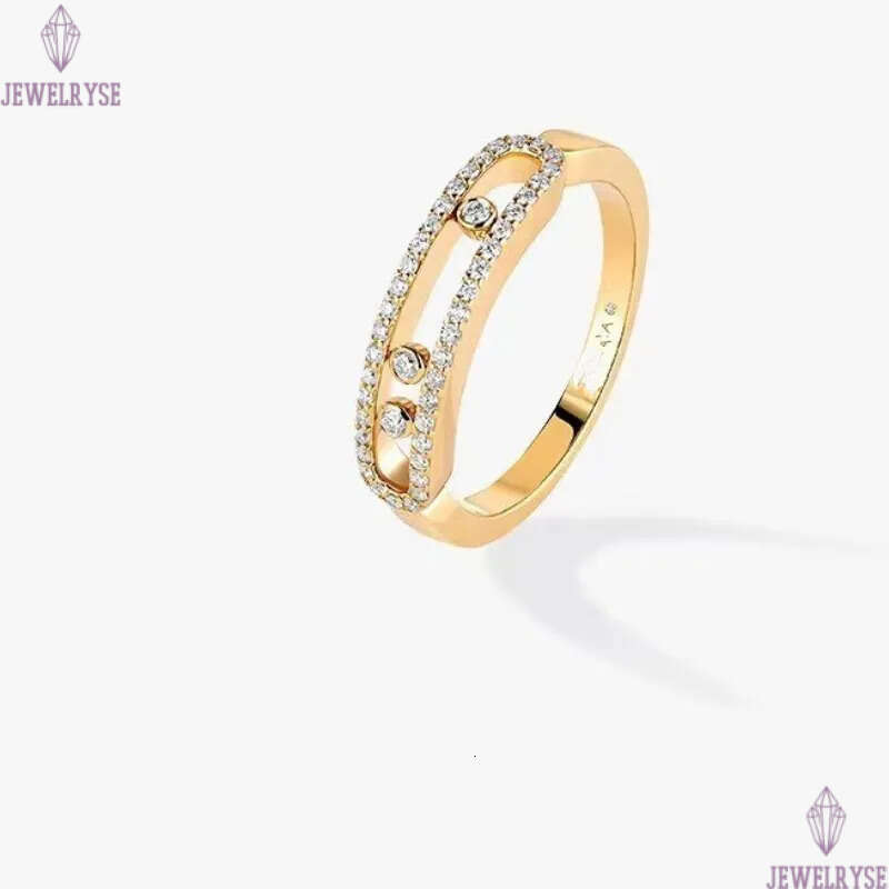 18K rose gold bling diamond 3 bead stone slide for women mens cz zircon shine crystal love nail rings bride wedding lovers couple ring jewelry gift