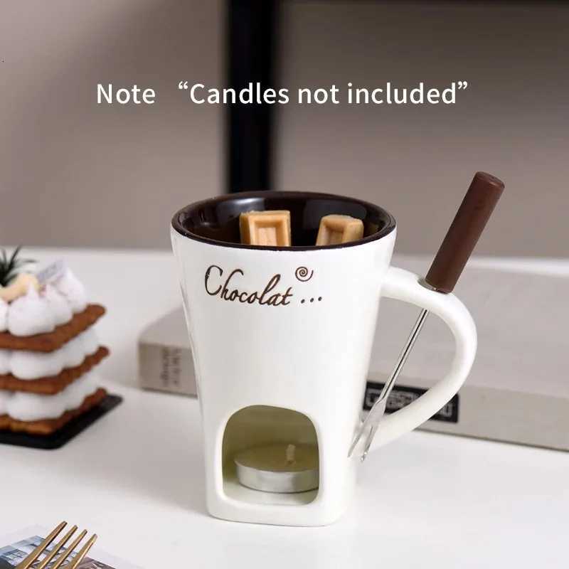 European Style Candle Cup Cheese Chocolate Ice Cream Candle Heated Melted Ceramic Cup Home Kitchen with Fork Creative Coffee Cup C251210