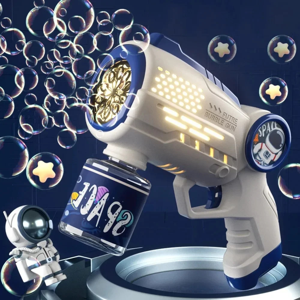 Electric Space Soap Bubble Gun Automatic Bubble Machine Maker Lights Astronaut Outdoor Games Park Toys for Kids Childrens Gift 251204