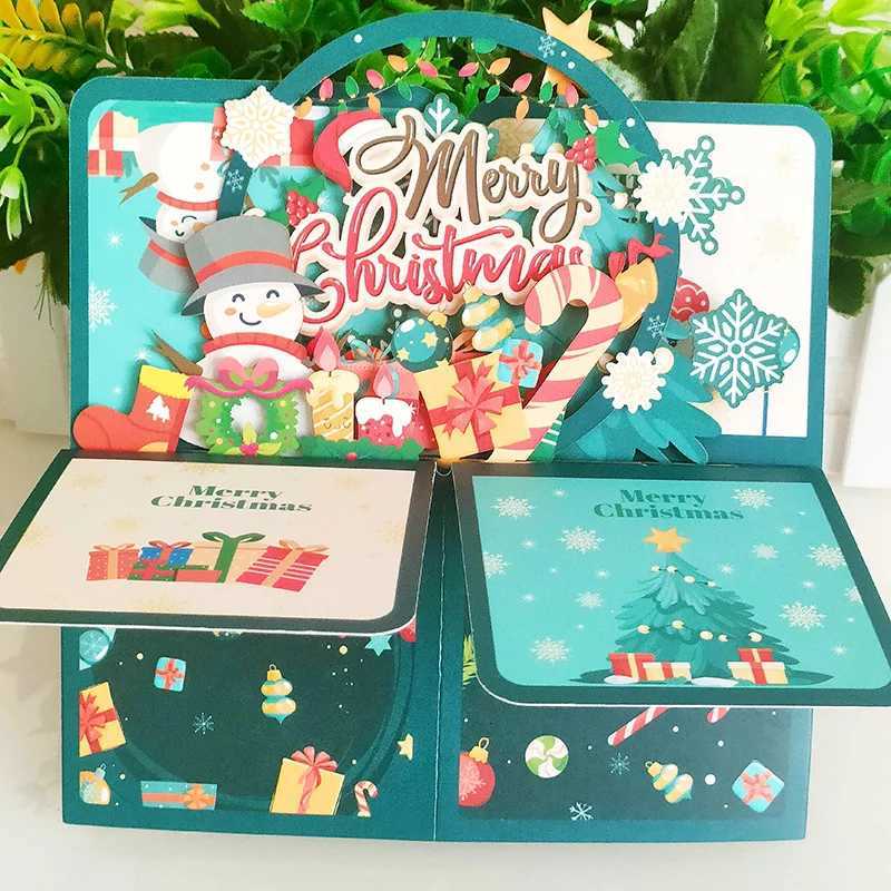 New Christmas es 3D Up Card With sic Lights Merry Christmas Creative Stereoscopic Box Gift For Kid Family Decor H251210