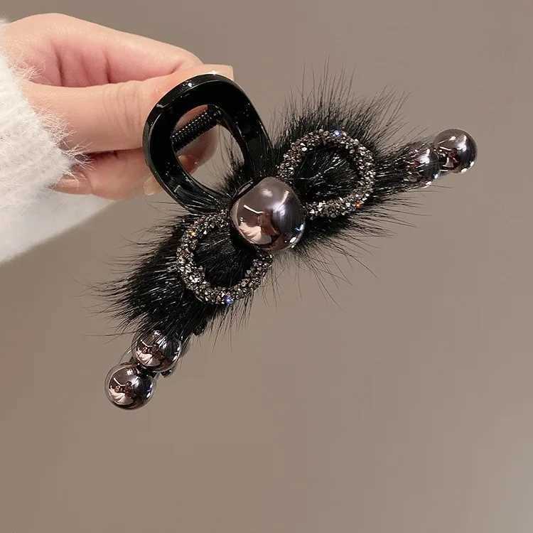 1pcs Retro Exquisite Pearl Mink Hair Shark Clip For Wen Girls Fashion Elegant Hair Cl Luxury Temperament Hair Accories Y251210