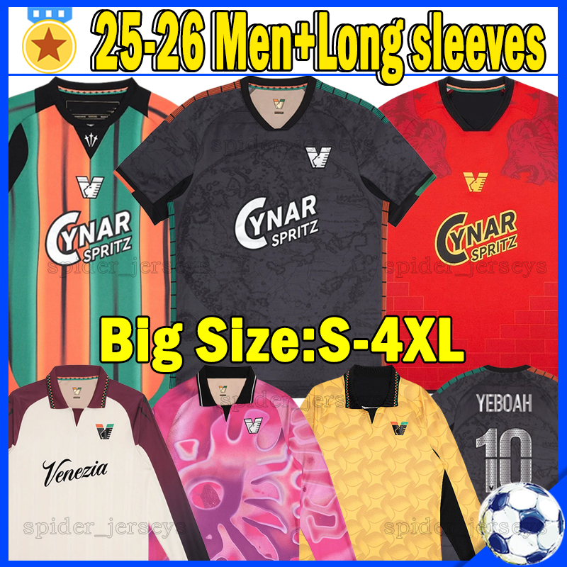 XXXL 4XL 25 26 Venezia Soccer Jerseys BJARKASON DOUMBIA YEBOAH DUNCAN SAGRADO 2025 2026 KIKE PEREZ BUSIO LELLA Goalkeeper Long sleeves Football Shirts Men Uniforms