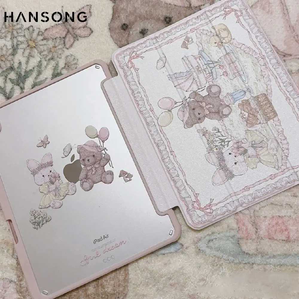 2025 New 3 Fold bear-rabbit iPad Case for Pro 11/129/13 M4 Air 11 13 3/4/5/6 5th-10th Gen 97/102 mini 6 7 with Pencil Holder H251210
