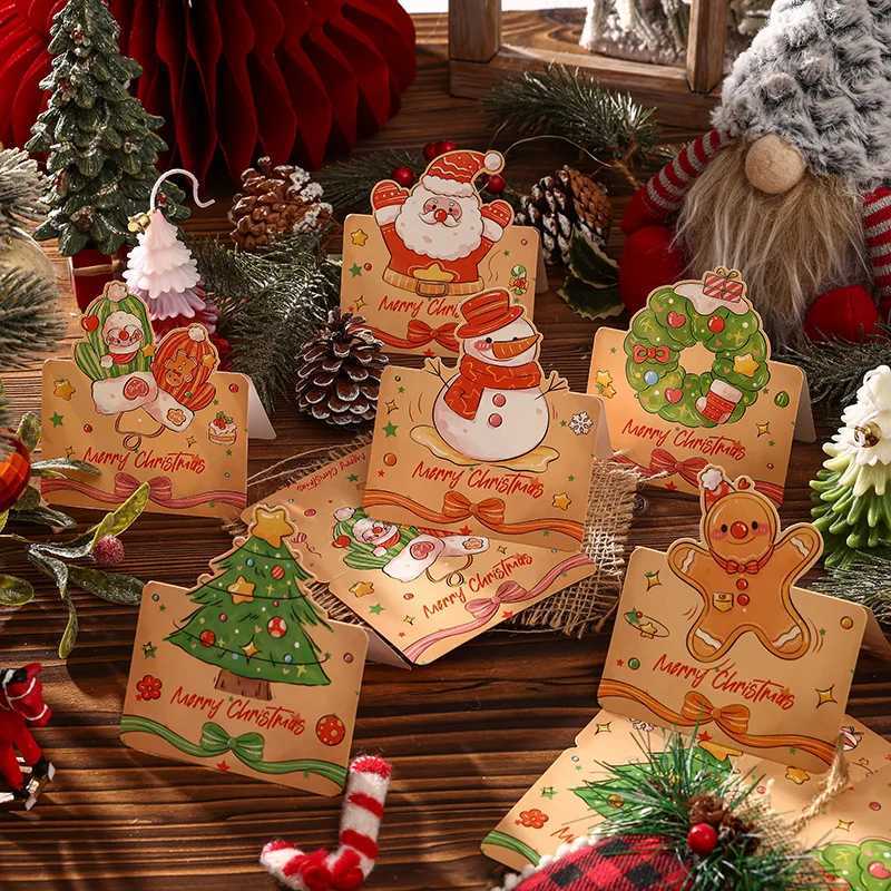 10/30pcs Retro Cartoon Christmas Cards 3D Stereo Greeting Cards Handwritten Xmas Cards Holiday Decor Cards Festival Gifts H251210