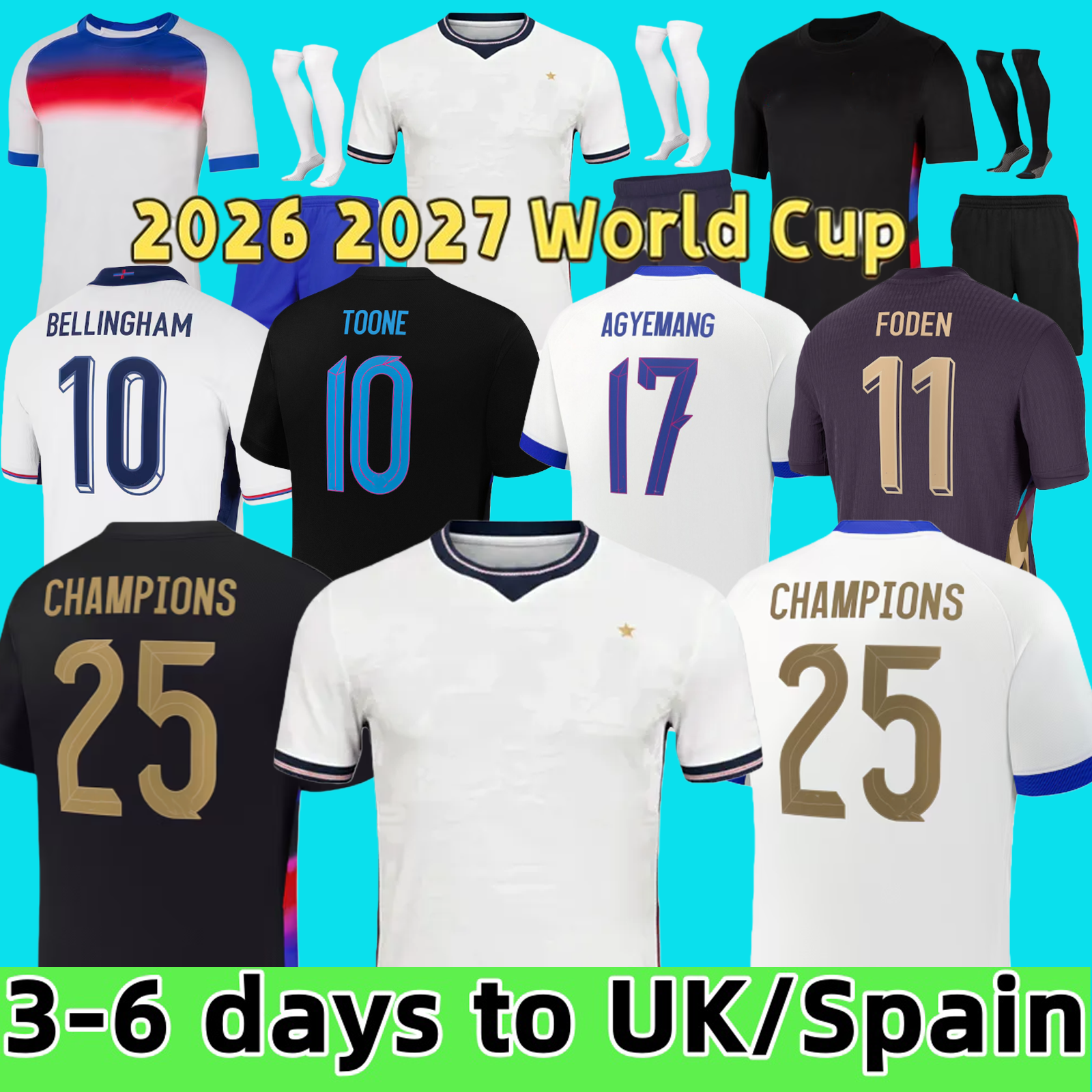 2026 2027 England Williamson Soccer Jersey Russo Bronze FODEN Saka Toone KANE RICE FODEN 26 27 National Team Home Away sports shirt Men Kids Kit Women