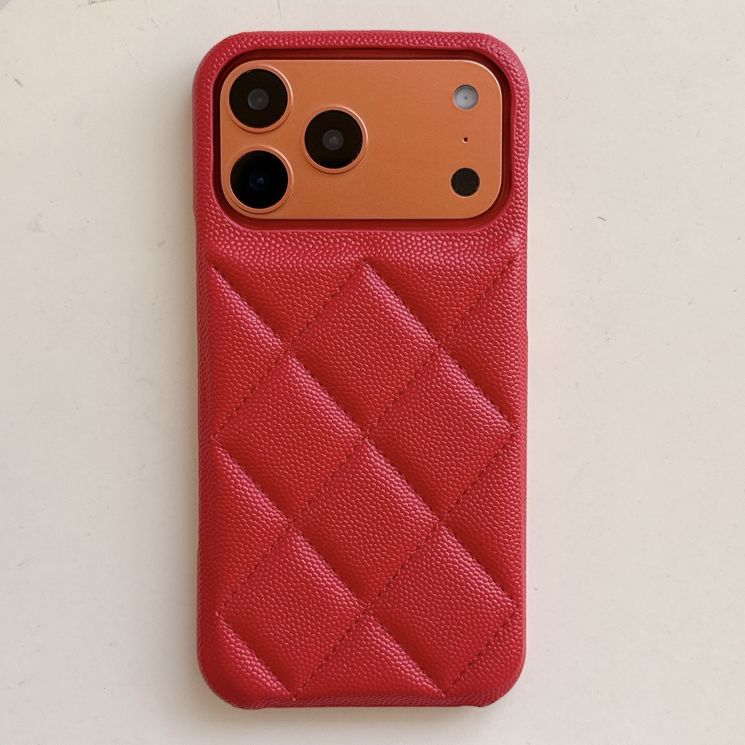 Autumn Winter Leather Quilted for iPhone 16 Pro Max Apple 17 Phone 15 Chanel Style 14 Lychee Pattern Hard Case
