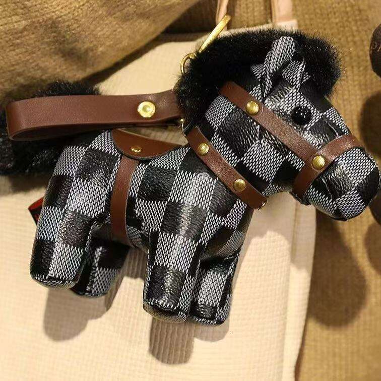New Zodiac Plush Doll Leather Horse Mascot Bag Keychain Pendant Figurine Birthday Gift